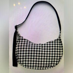 Baggu houndstooth medium nylon crescent bag
